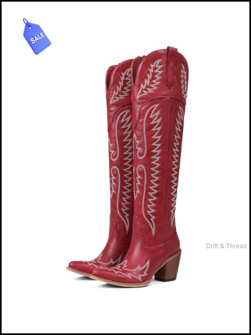 Western Embroidered PU Leather Over the Knee Boots